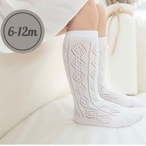 Baby girl White Knee high socks / lace mesh spring